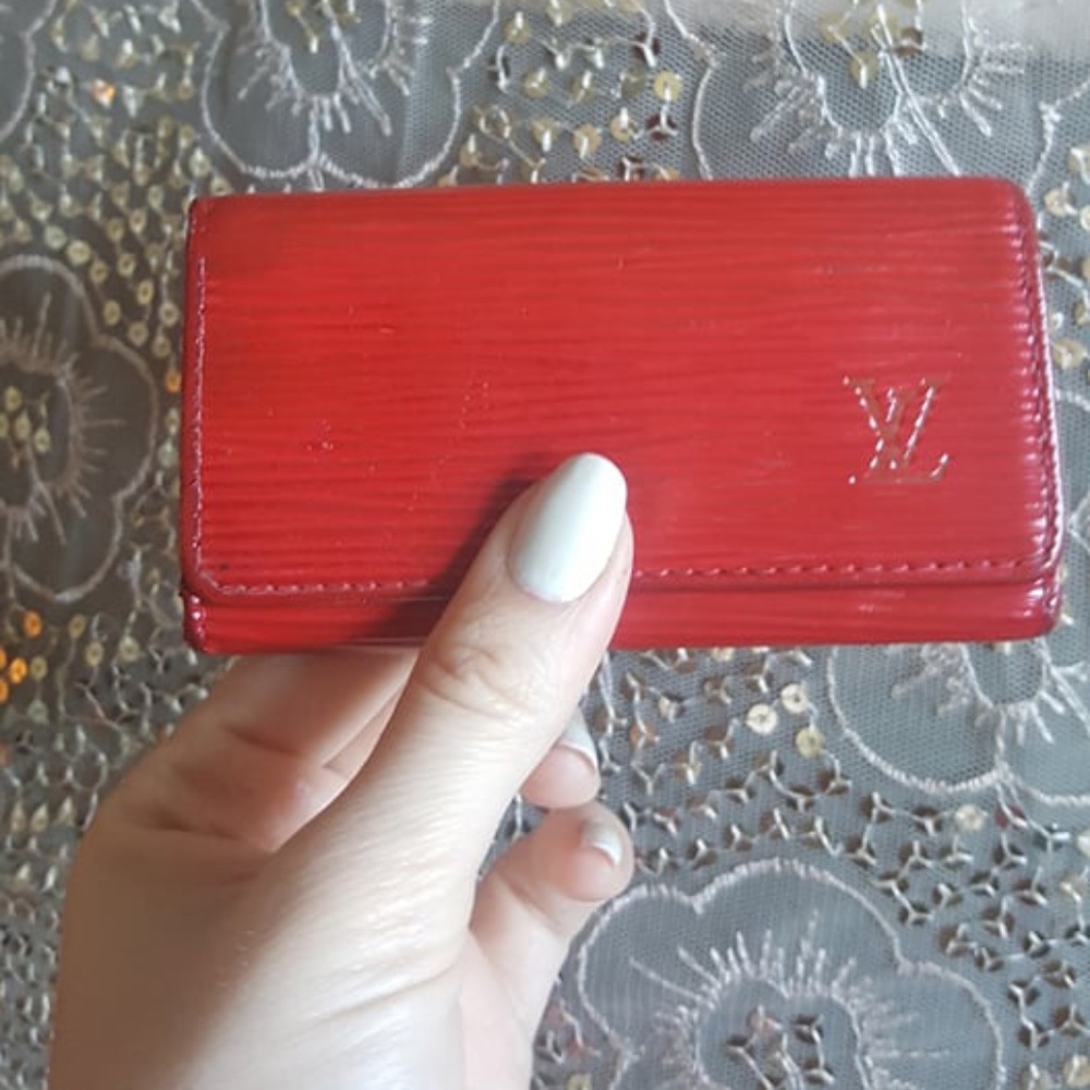 Red Louis Vuitton Epi leather Key Wallet